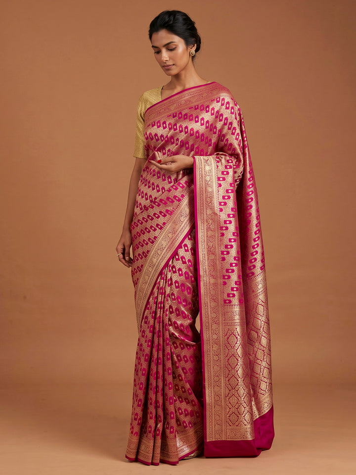Rani Satin Woven Saree