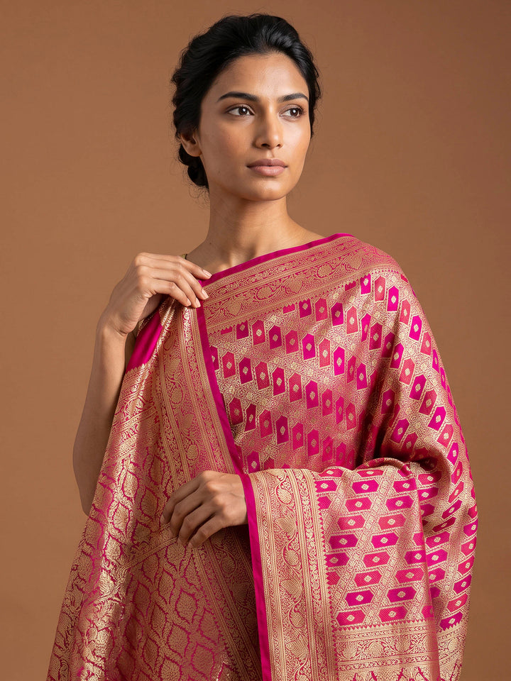 Rani Satin Woven Saree