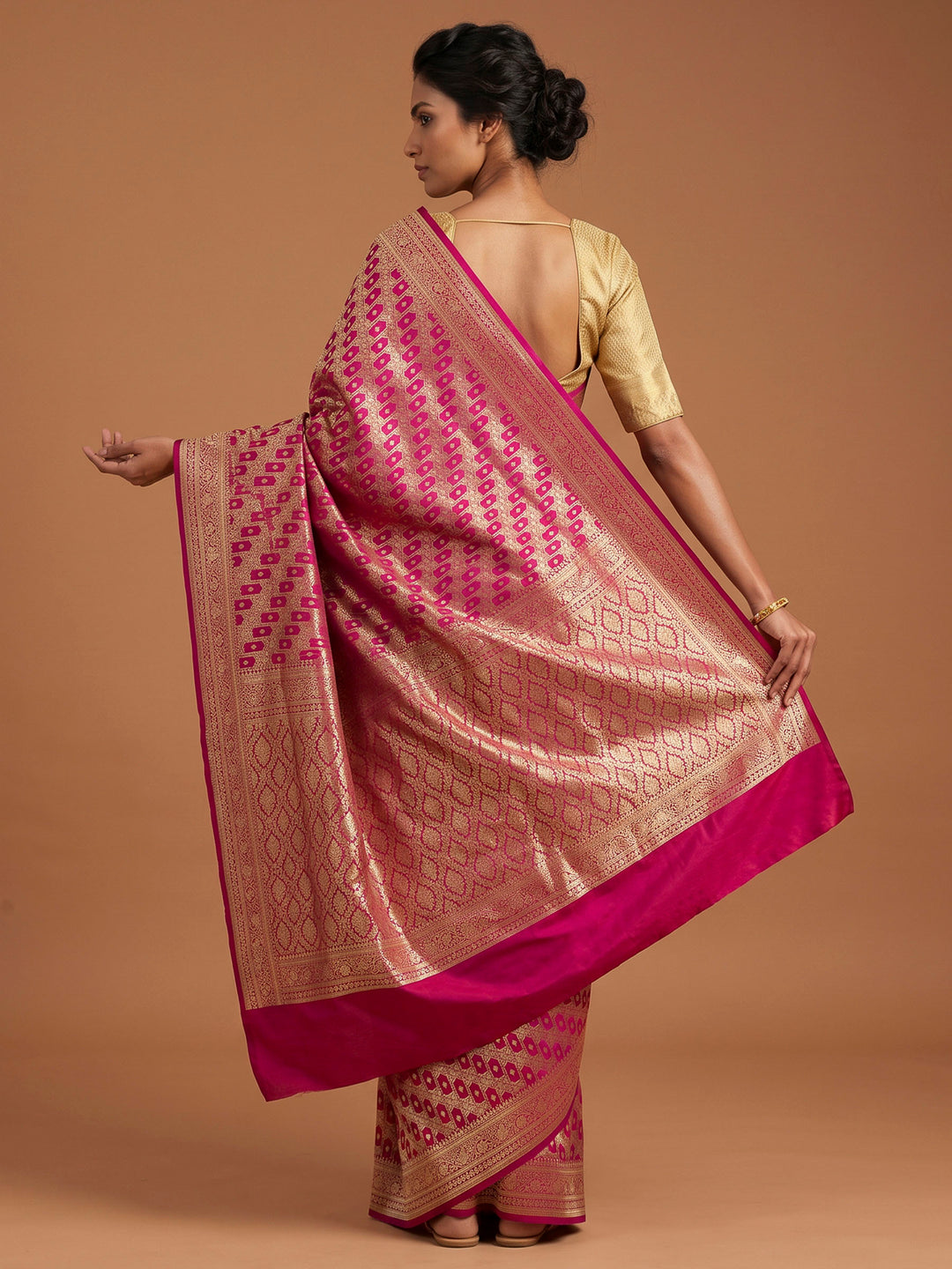 Rani Satin Woven Saree