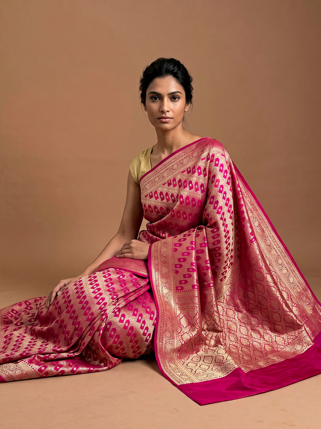 Rani Satin Woven Saree