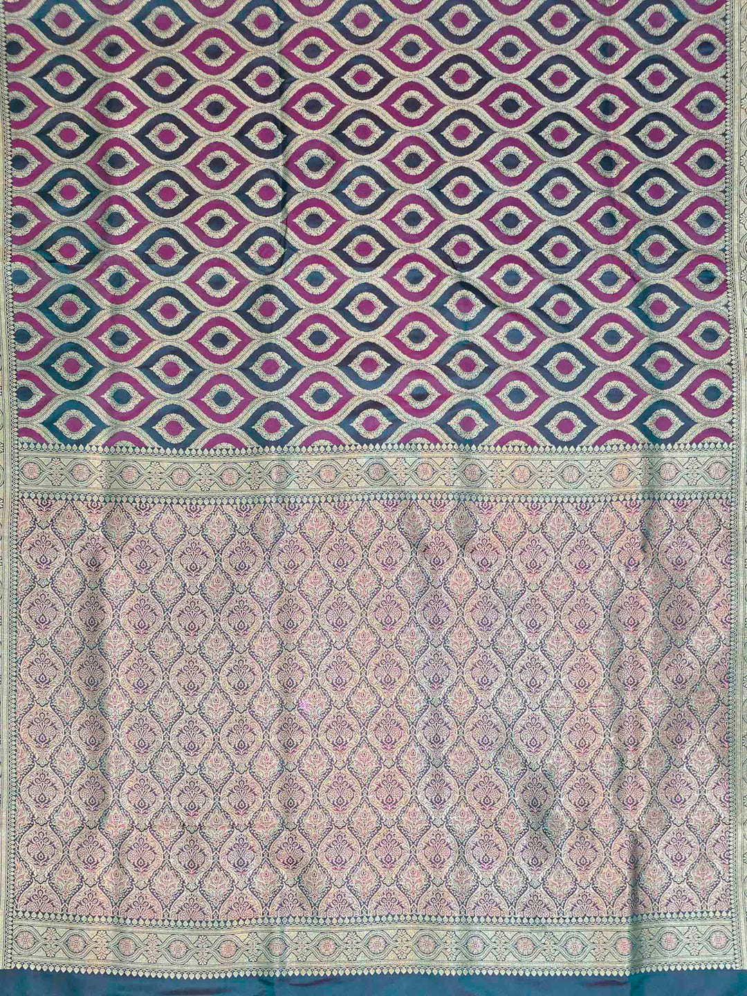 Rama Green Satin Woven Saree