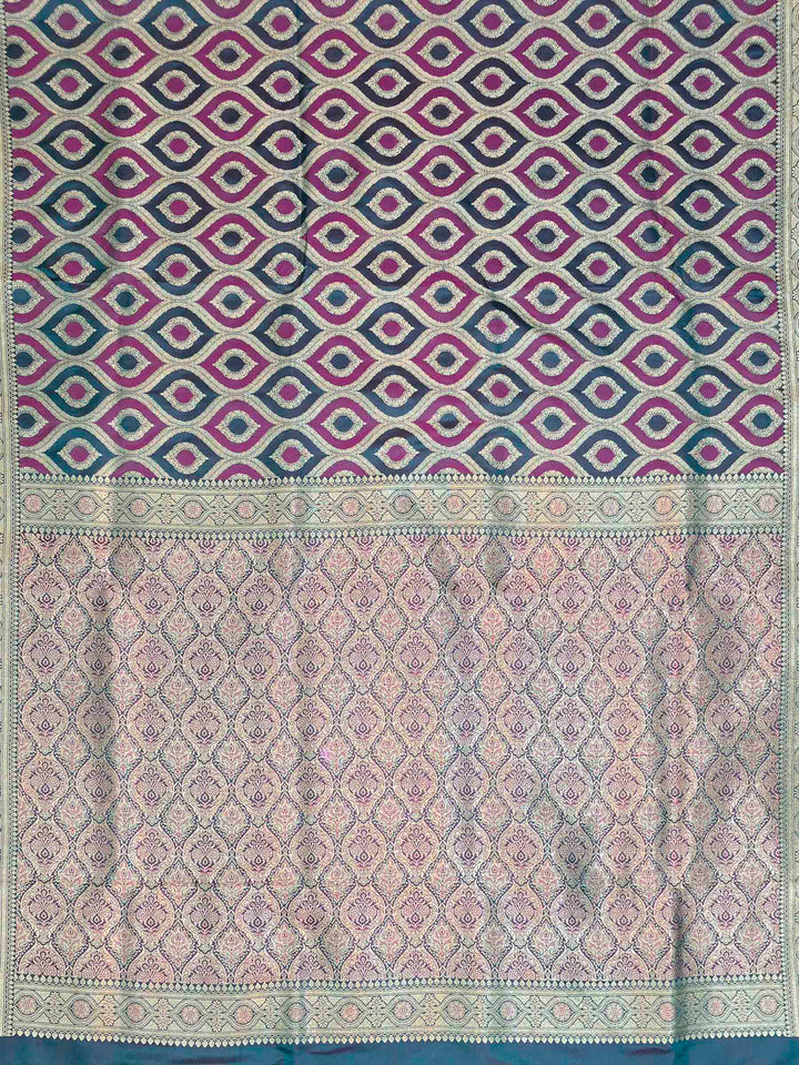Rama Green Satin Woven Saree