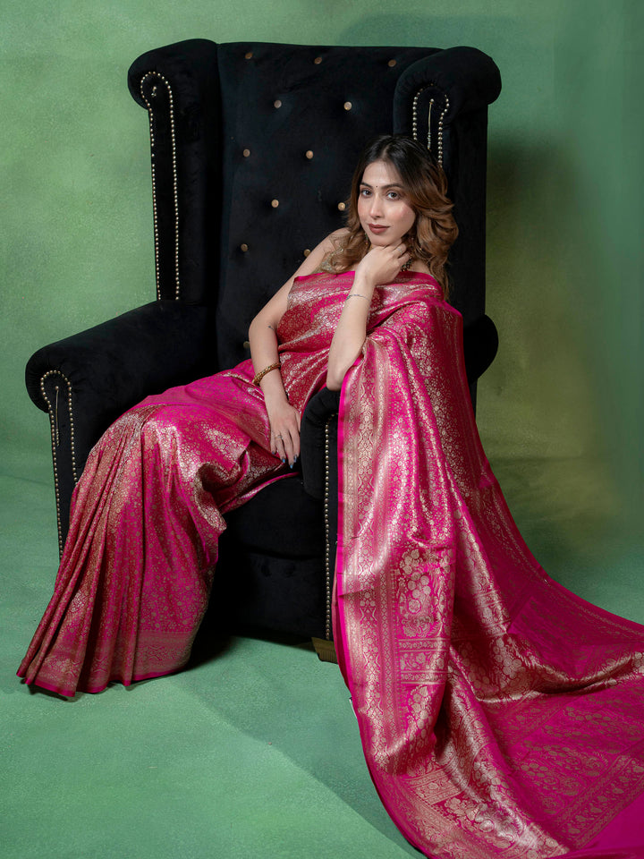 Maroon Woven Design Satin Saree