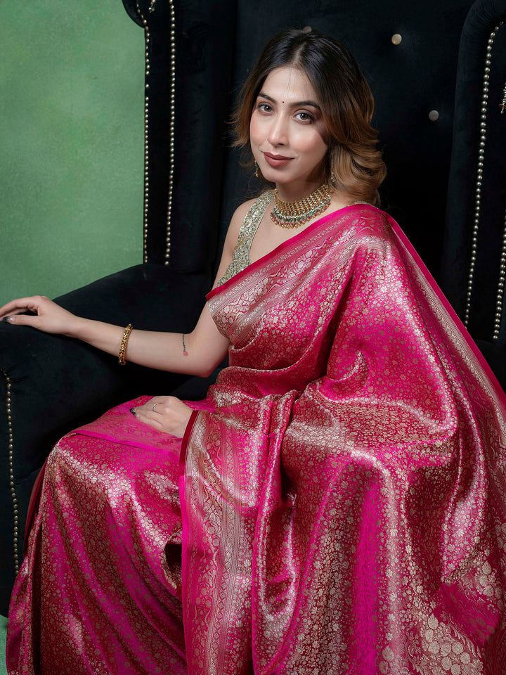 Maroon Woven Design Satin Saree