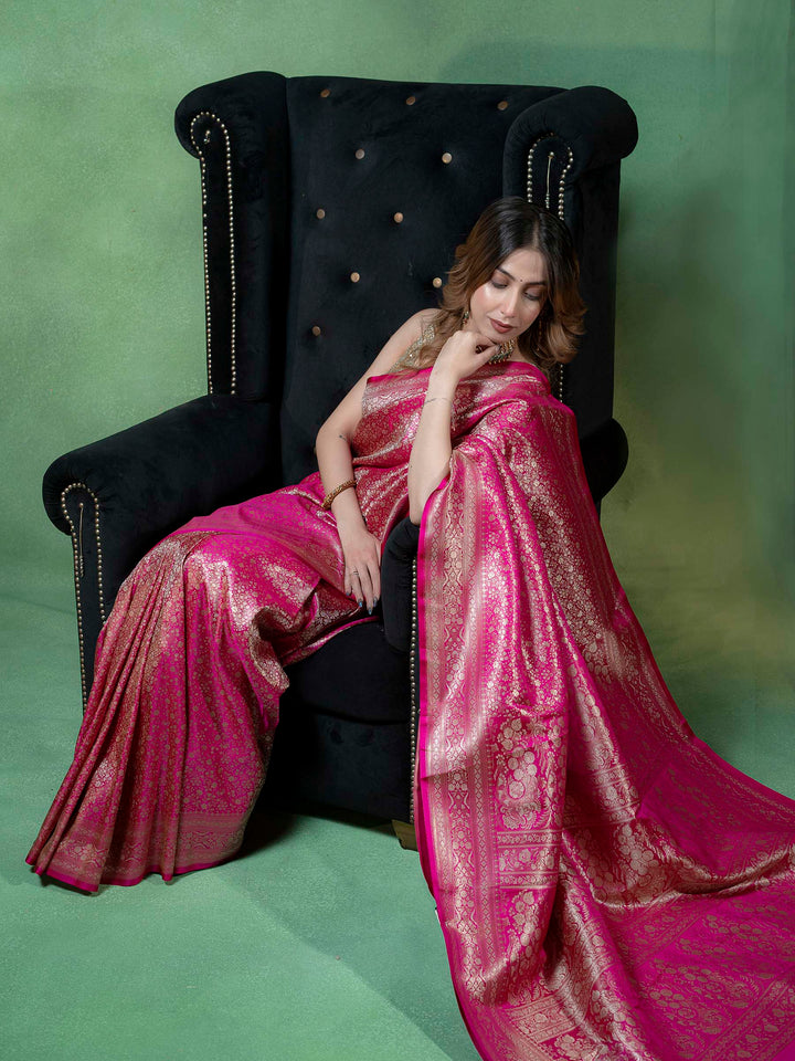 Maroon Woven Design Satin Saree