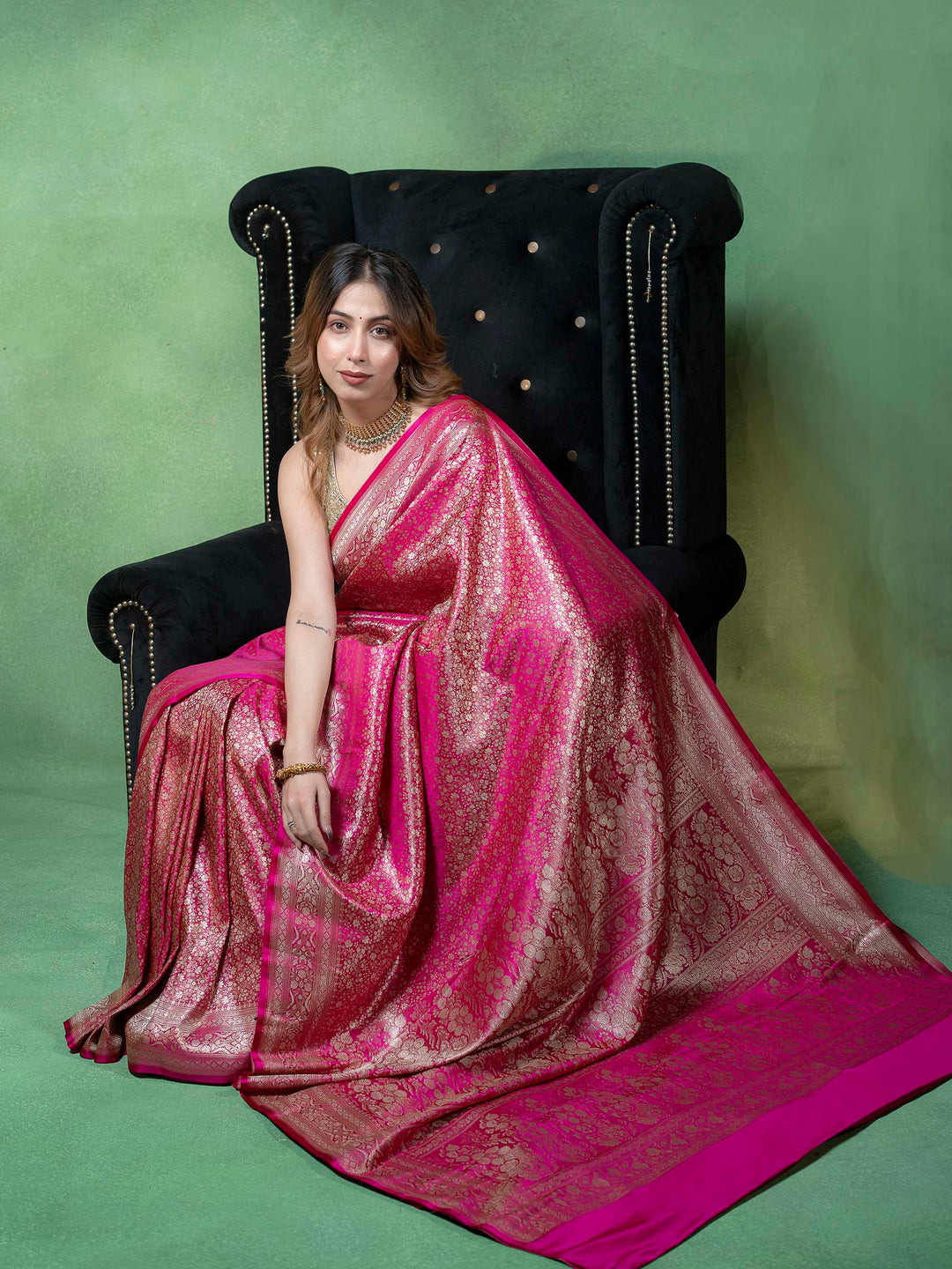 Maroon Woven Design Satin Saree
