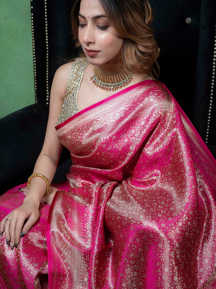 Maroon Woven Design Satin Saree