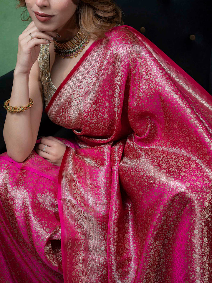 Maroon Woven Design Satin Saree