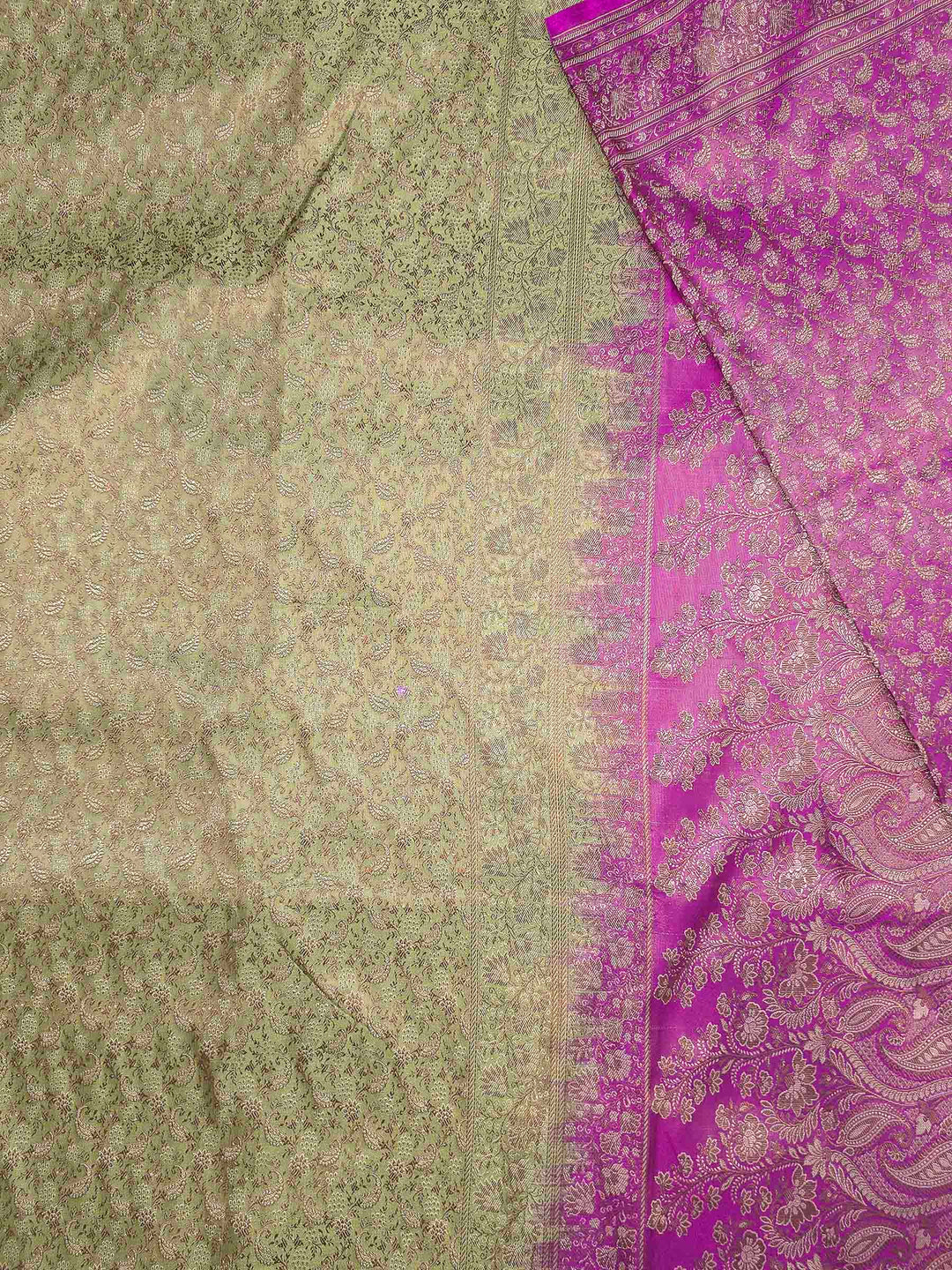 Pista Green Satin Woven Saree