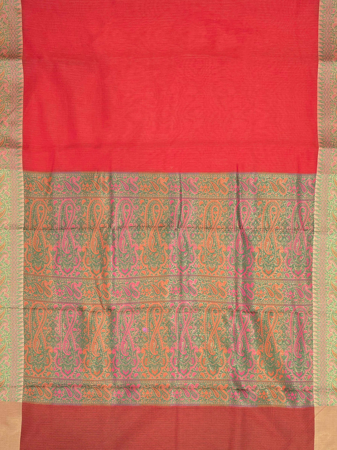 Orange Woven Design Cotton Blend Saree