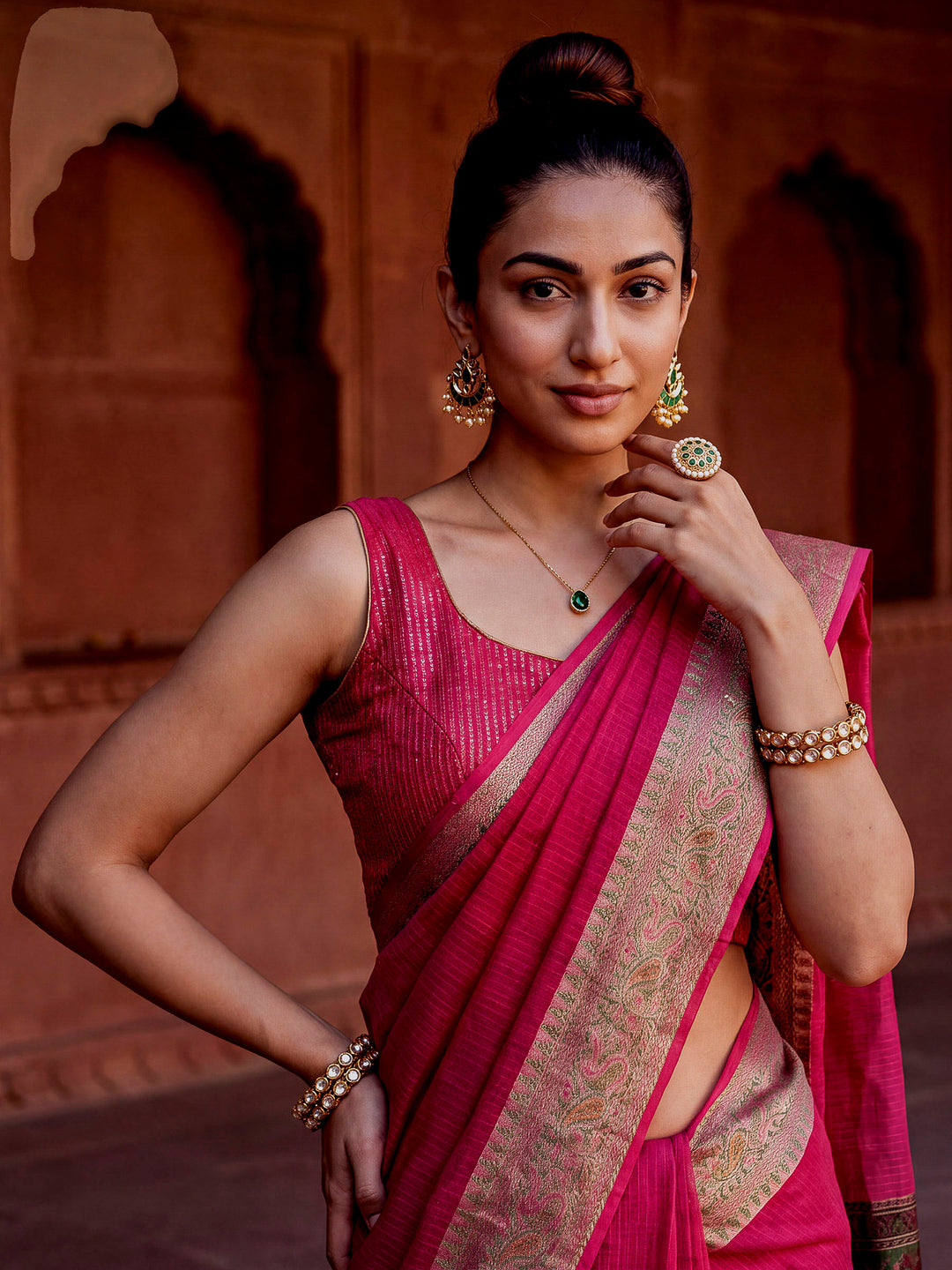 Rani Woven Design Cotton Saree