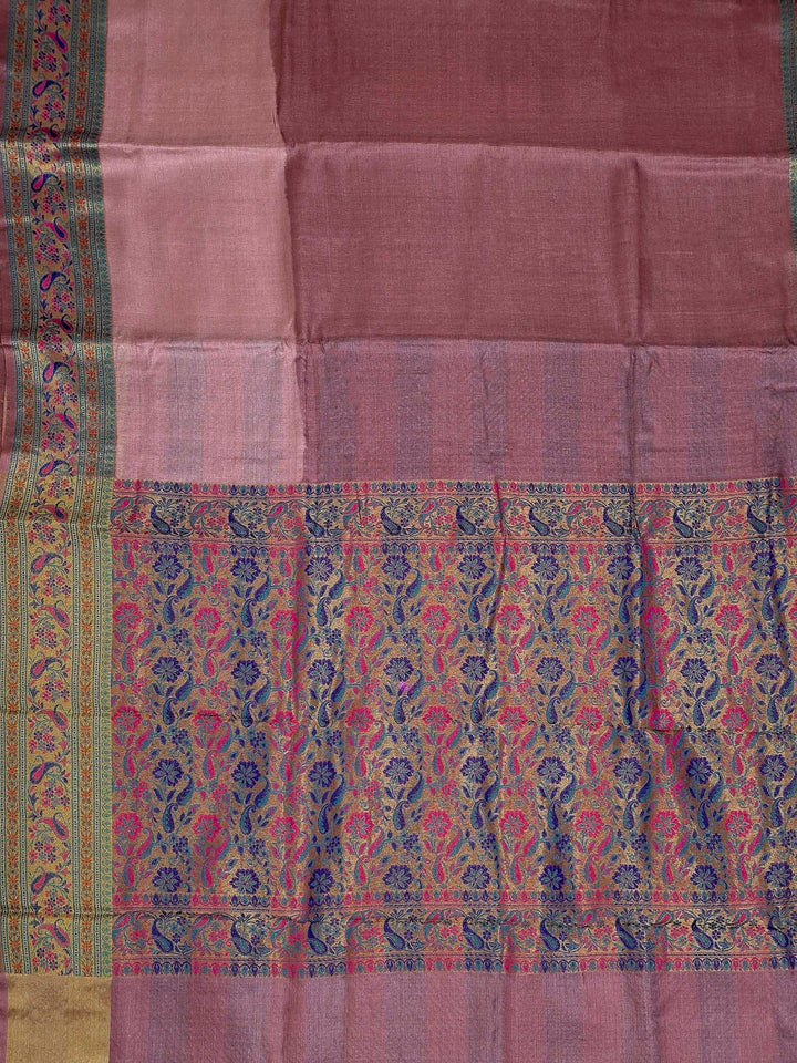Onion-Pink Woven Design Tussar Saree
