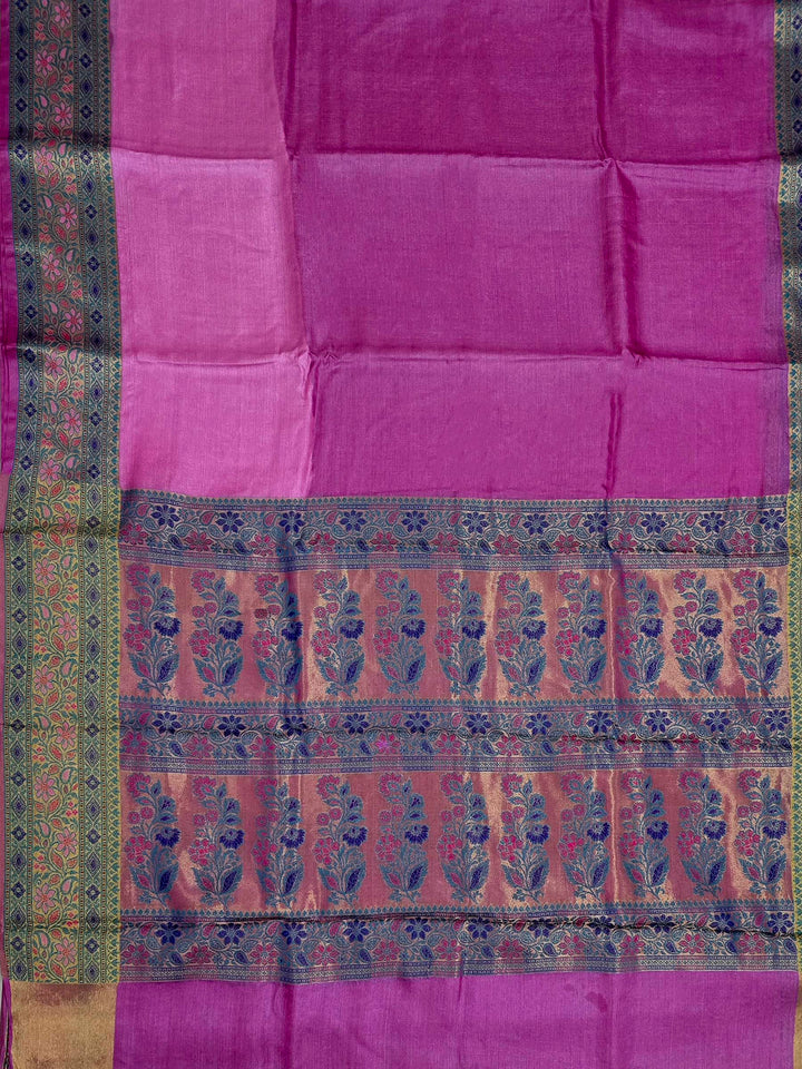 Pink Woven Design Tussar Saree