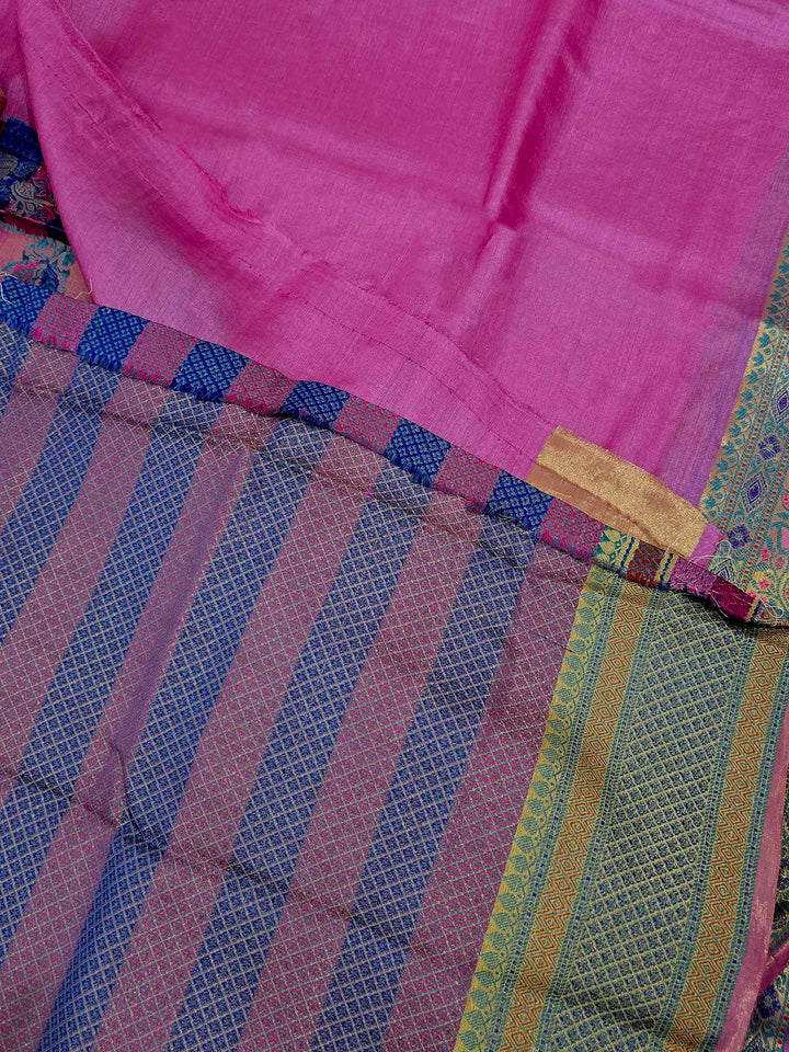 Pink Woven Design Tussar Saree