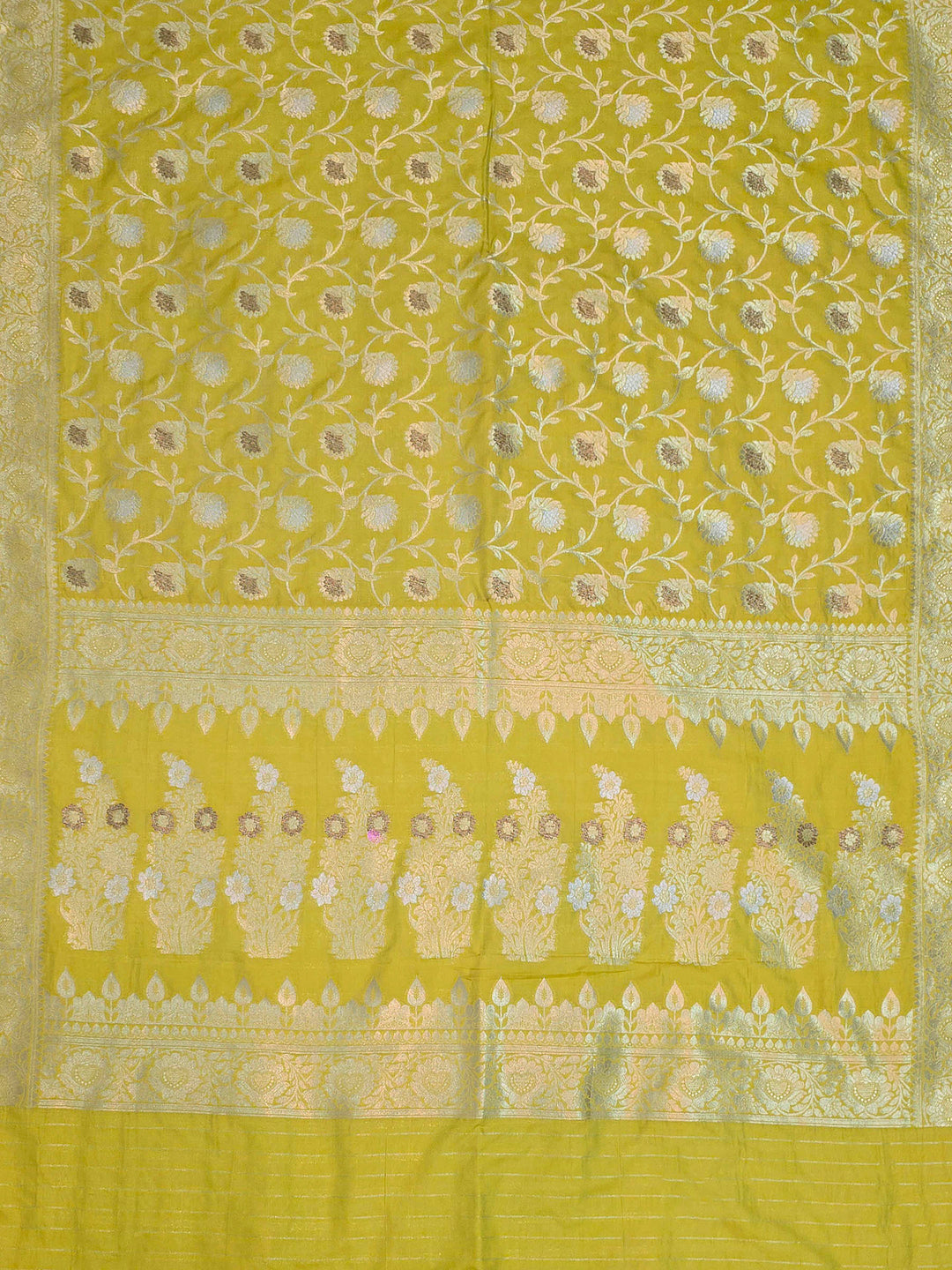 Lime Green Woven Design Banarasi Saree