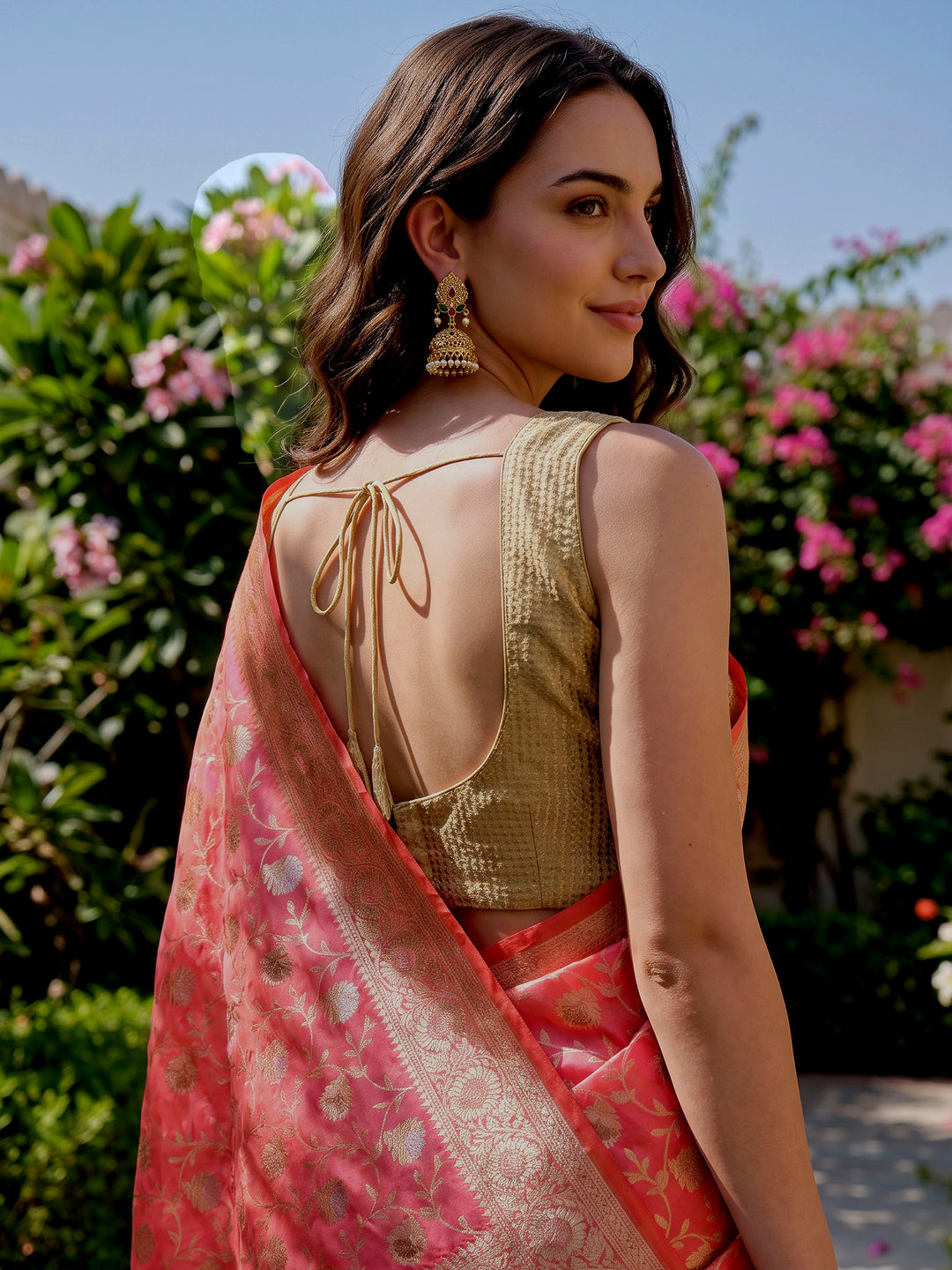 Pink Woven Design Art Katan Saree