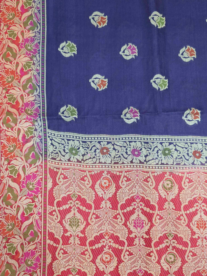 Navy Blue Woven Design Banarasi Saree