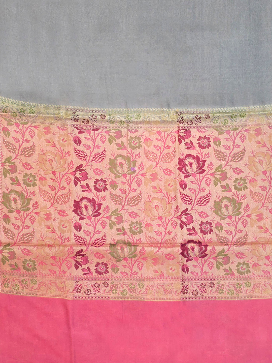 Grey Art Silk Woven Saree