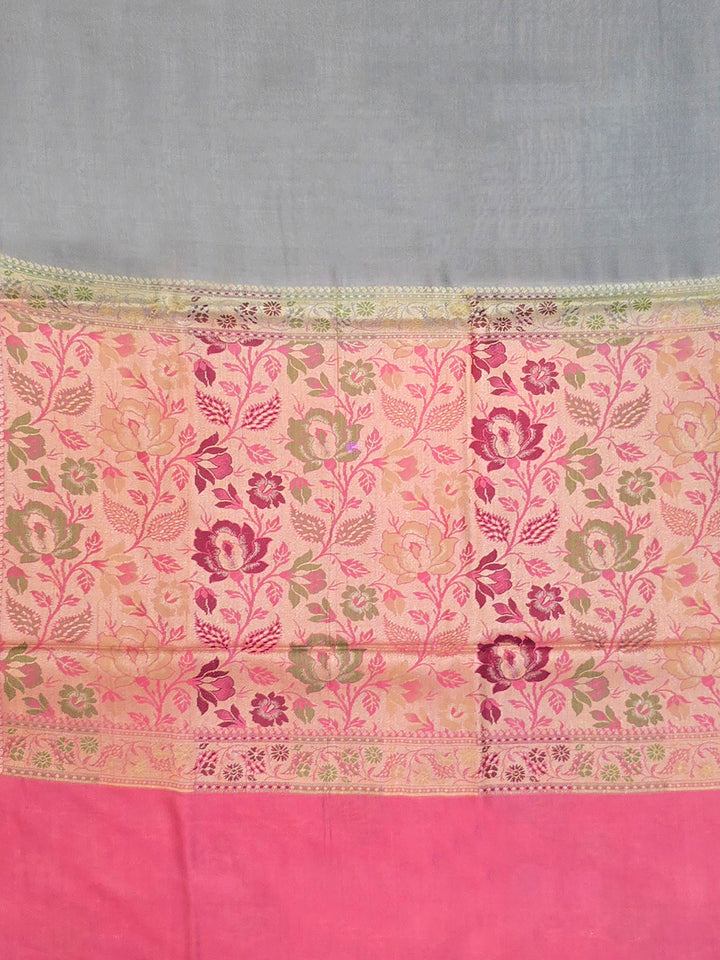 Grey Art Silk Woven Saree