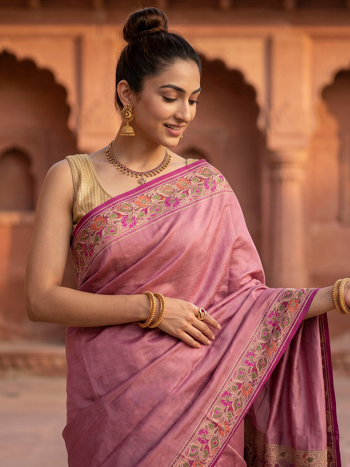 Lavender Art Silk Woven Saree
