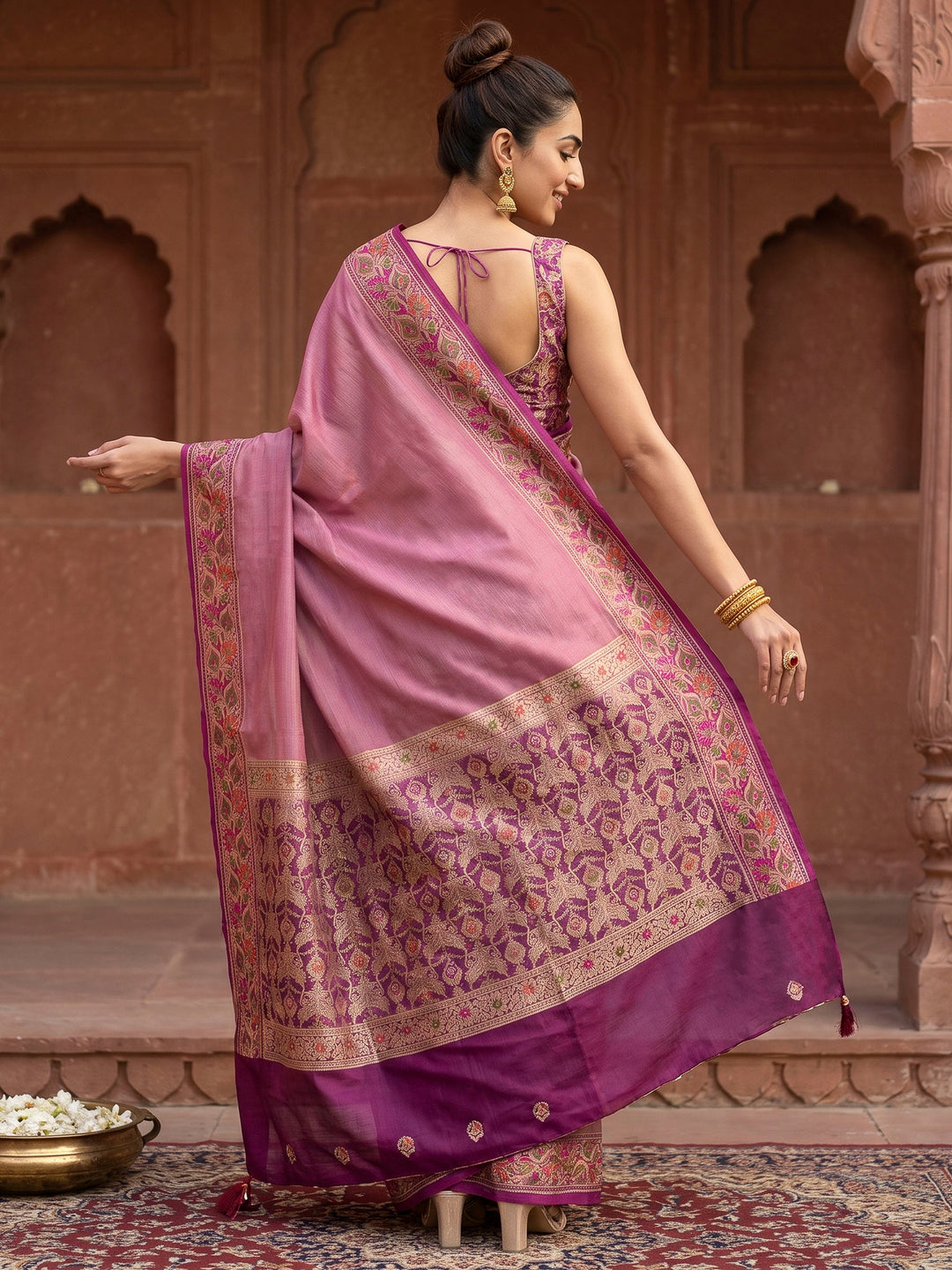 Lavender Art Silk Woven Saree