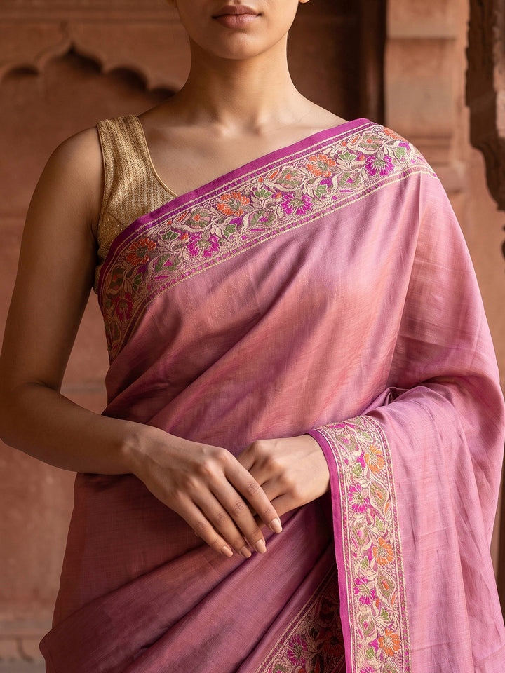 Lavender Art Silk Woven Saree