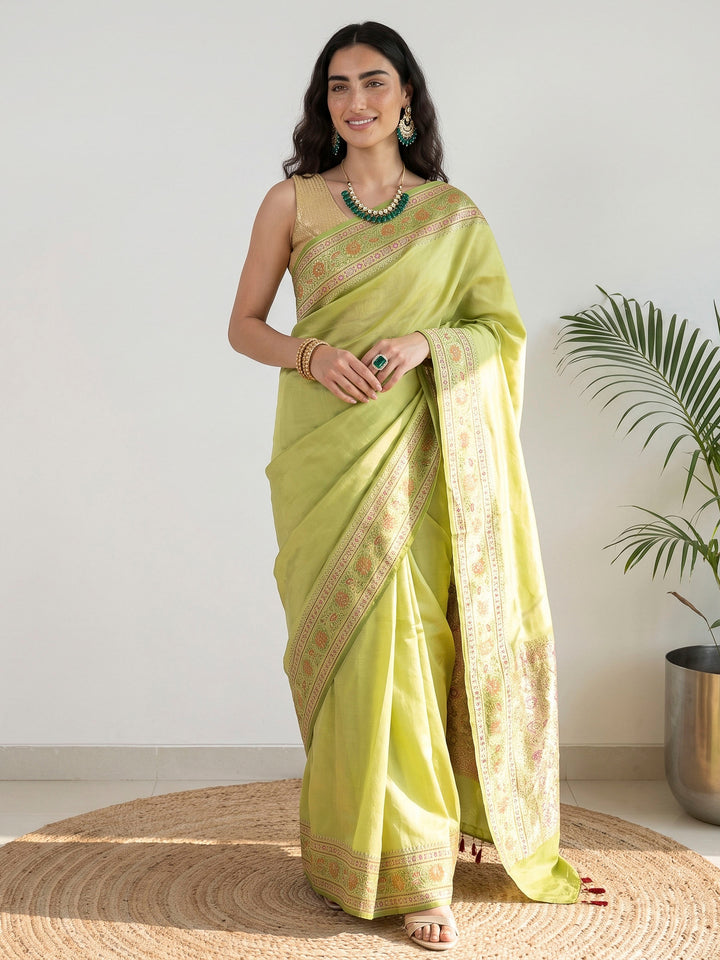 Pista Green Art Silk Woven Saree