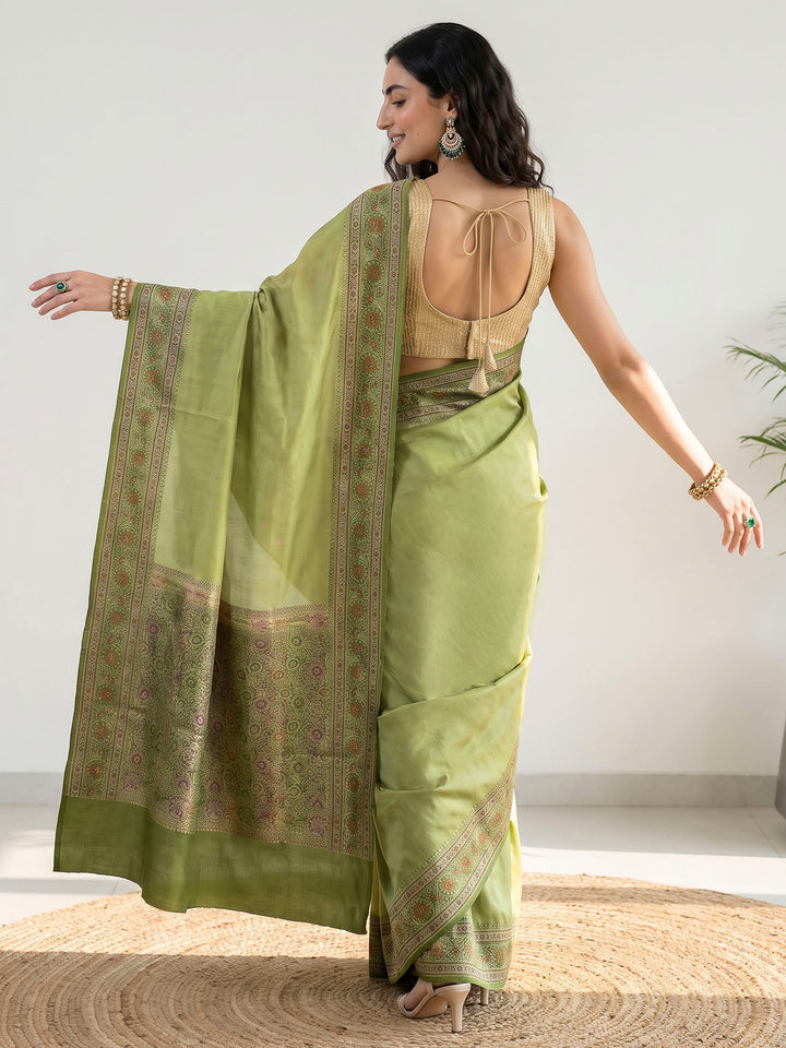 Pista Green Art Silk Woven Saree