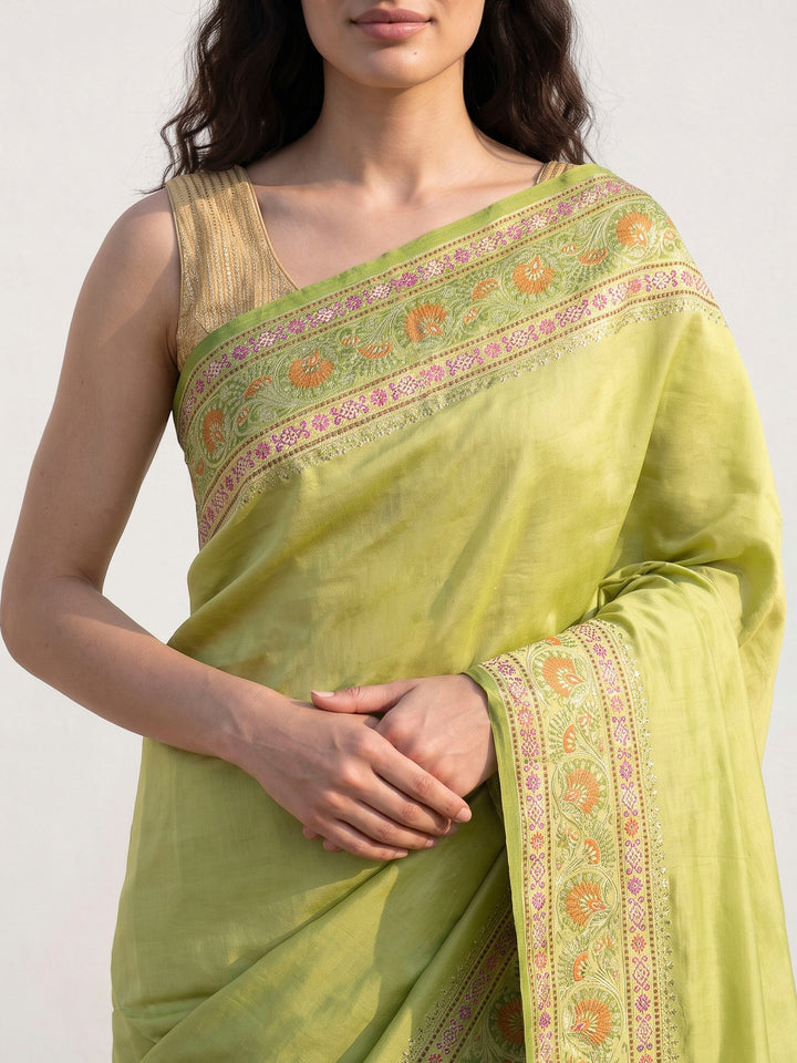 Pista Green Art Silk Woven Saree
