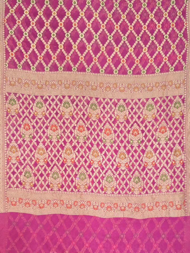 Pink Chiffon Woven Saree