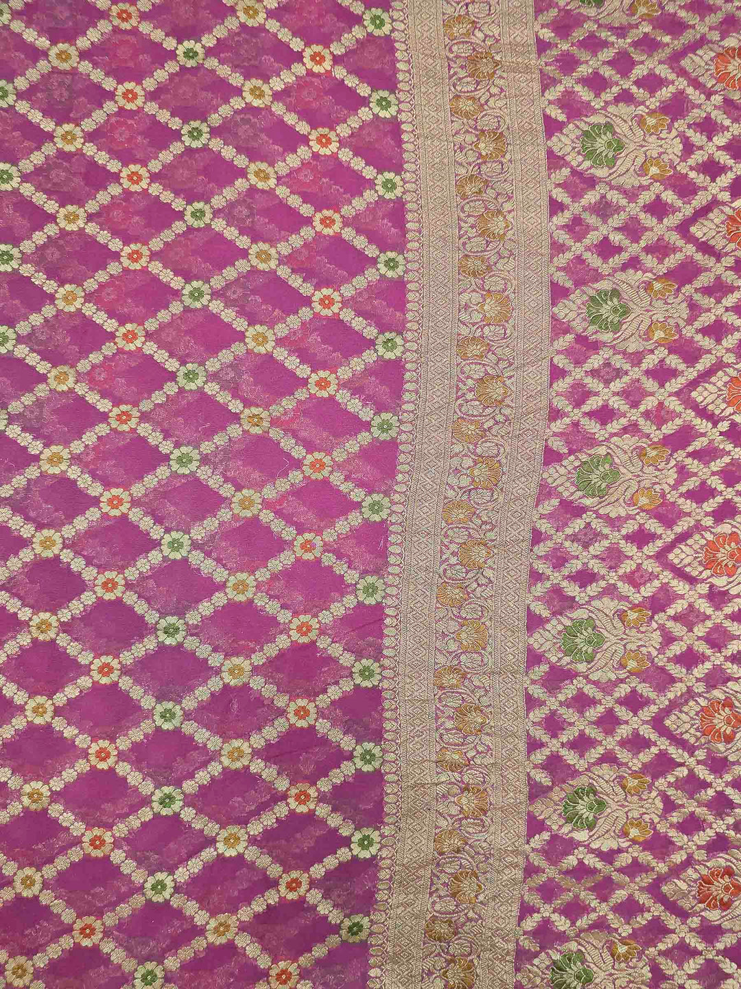 Pink Chiffon Woven Saree