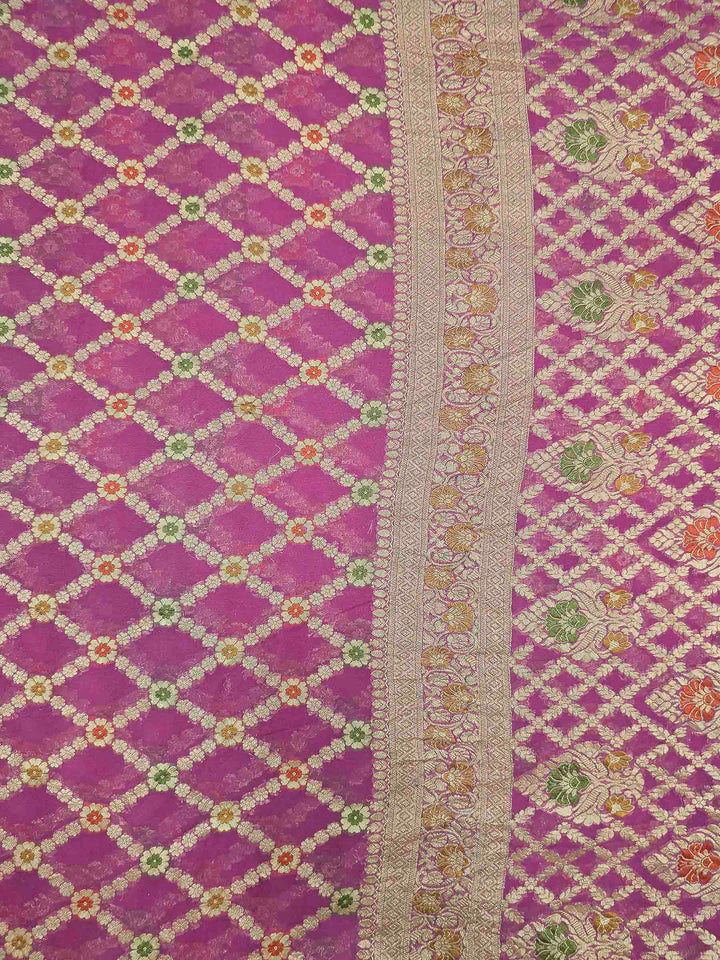 Pink Chiffon Woven Saree