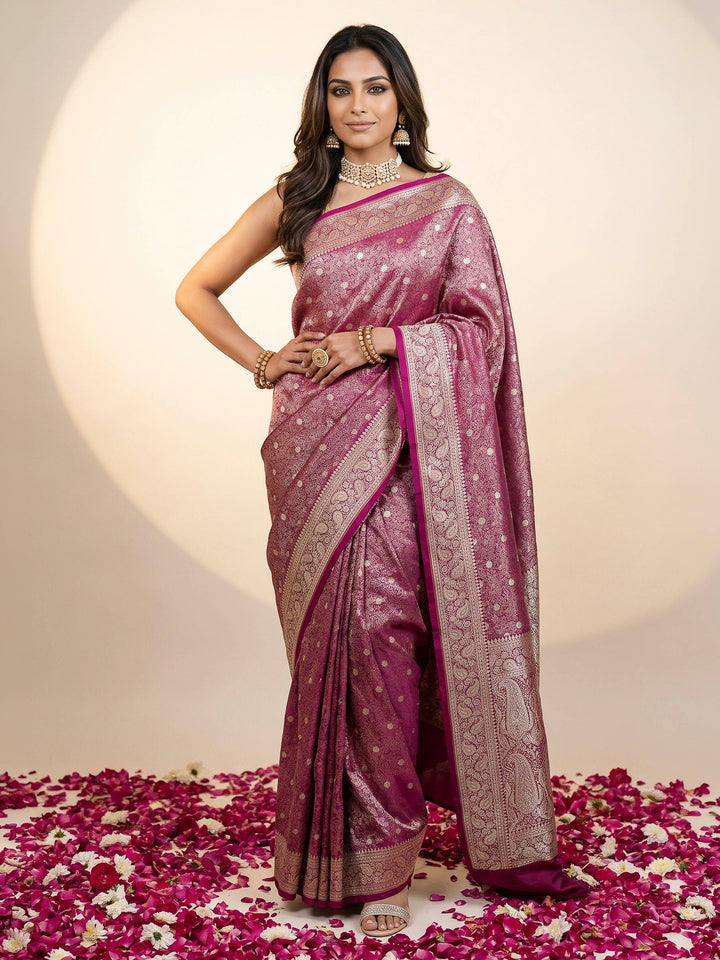 Rani Woven Design Satin Saree