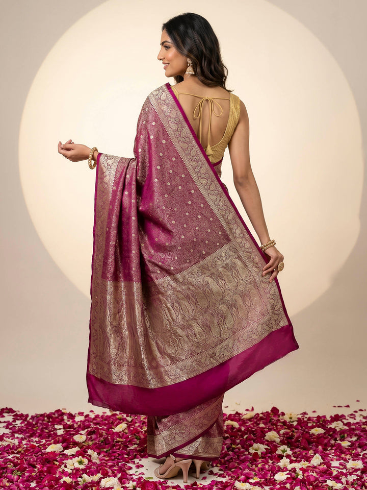 Rani Woven Design Satin Saree