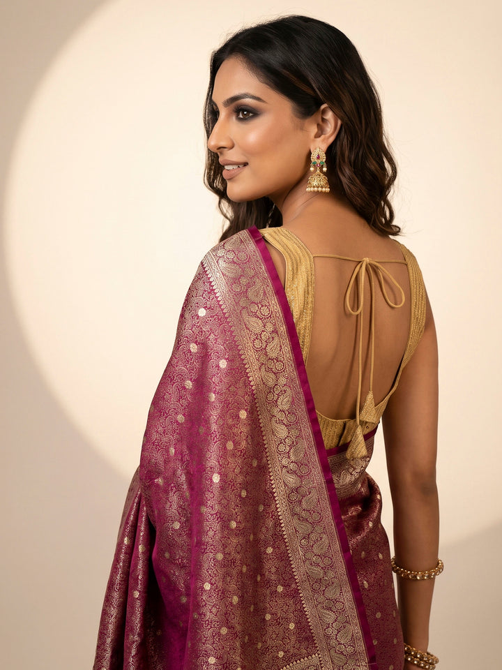 Rani Woven Design Satin Saree