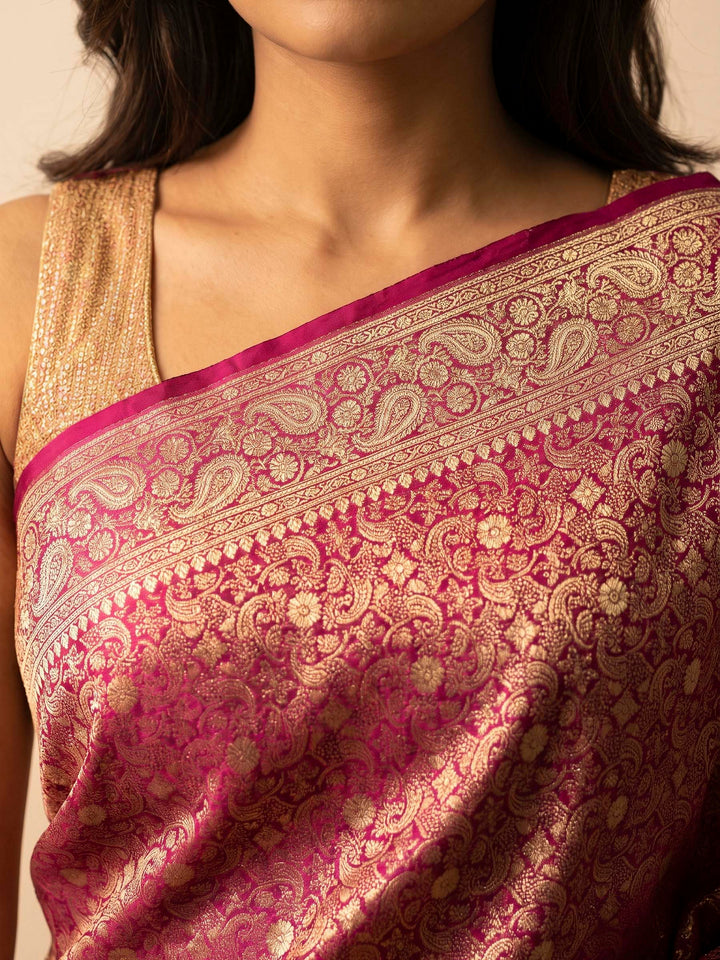 Rani Woven Design Satin Saree