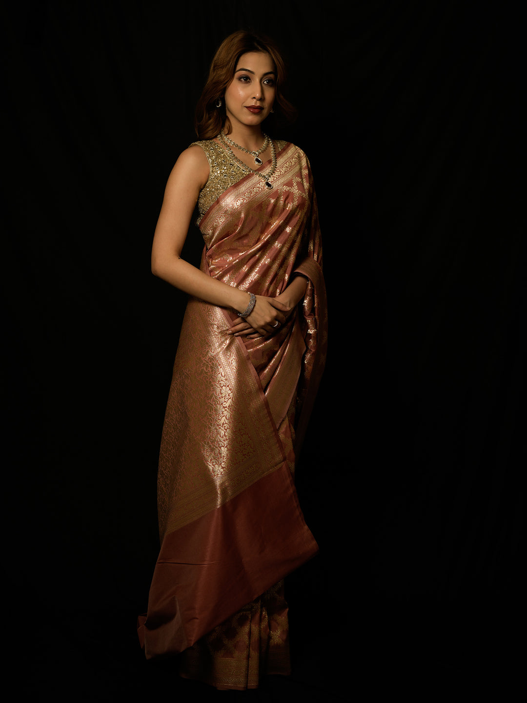 Brown Woven Design Art Silk Saree