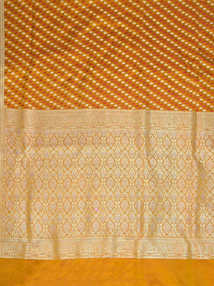 Mustard Woven Design Satin Saree