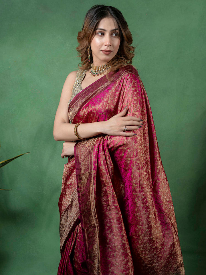 Rani Woven Design Satin Saree