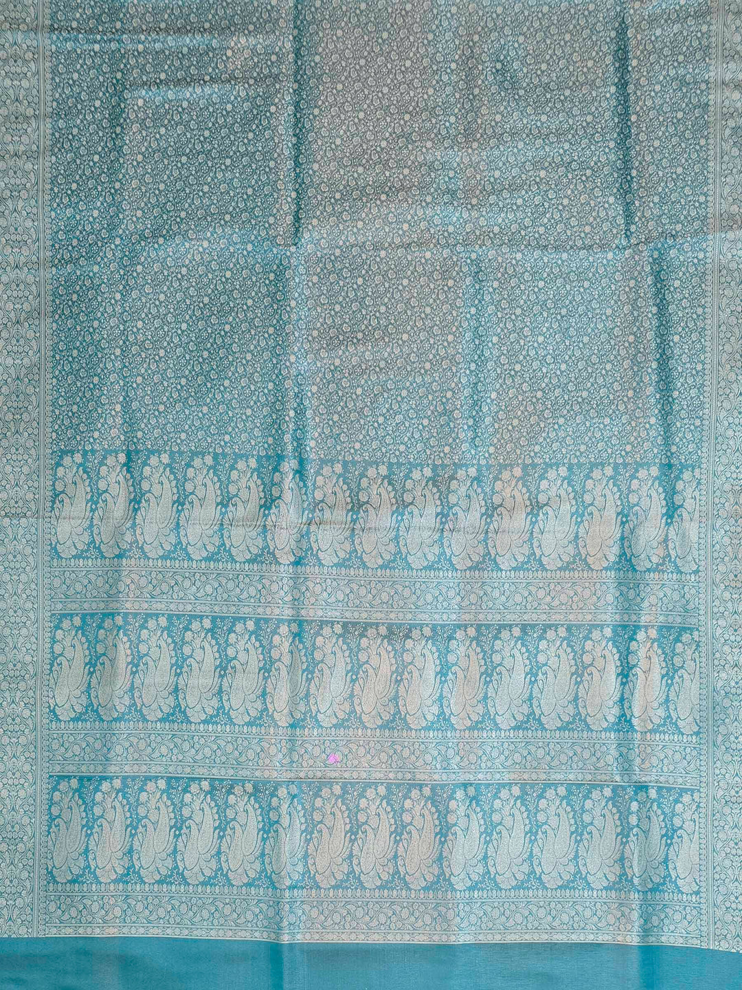 Sea Green Satin Woven Saree
