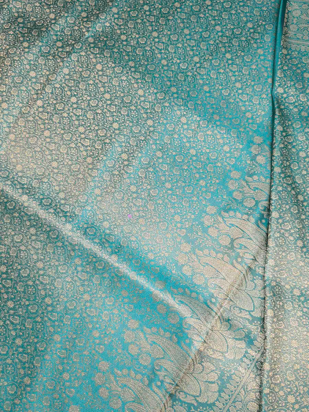 Sea Green Satin Woven Saree
