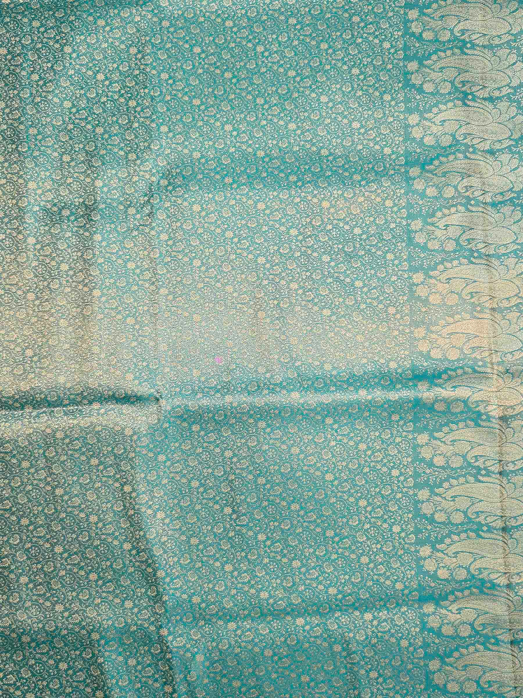 Sea Green Satin Woven Saree