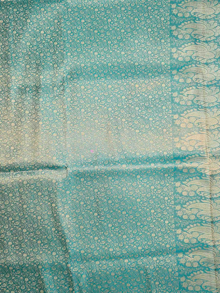 Sea Green Satin Woven Saree