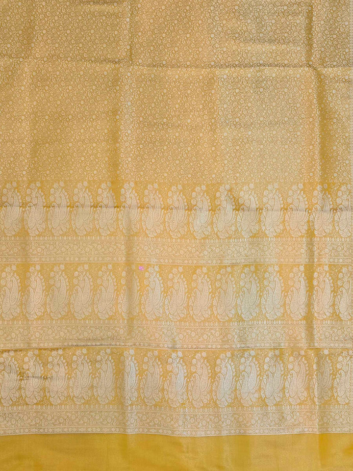 Yellow Satin Woven Saree