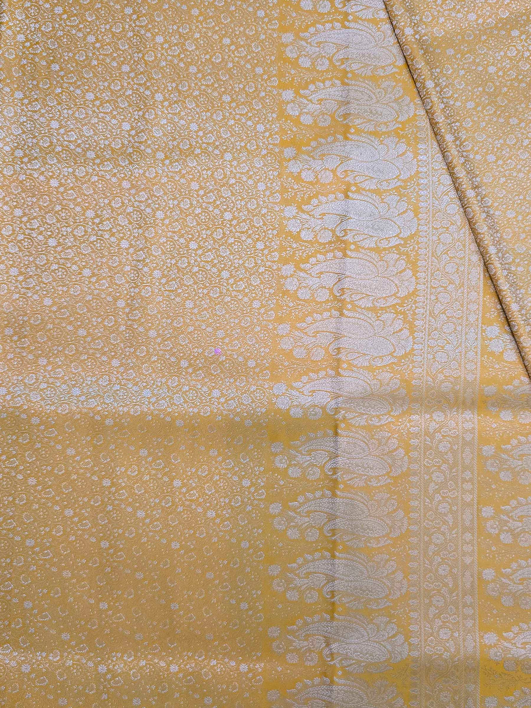 Yellow Satin Woven Saree