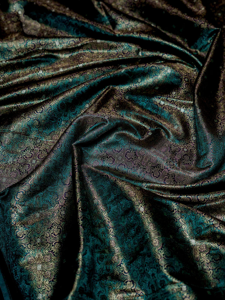 Rama-Green Woven Design Satin Saree