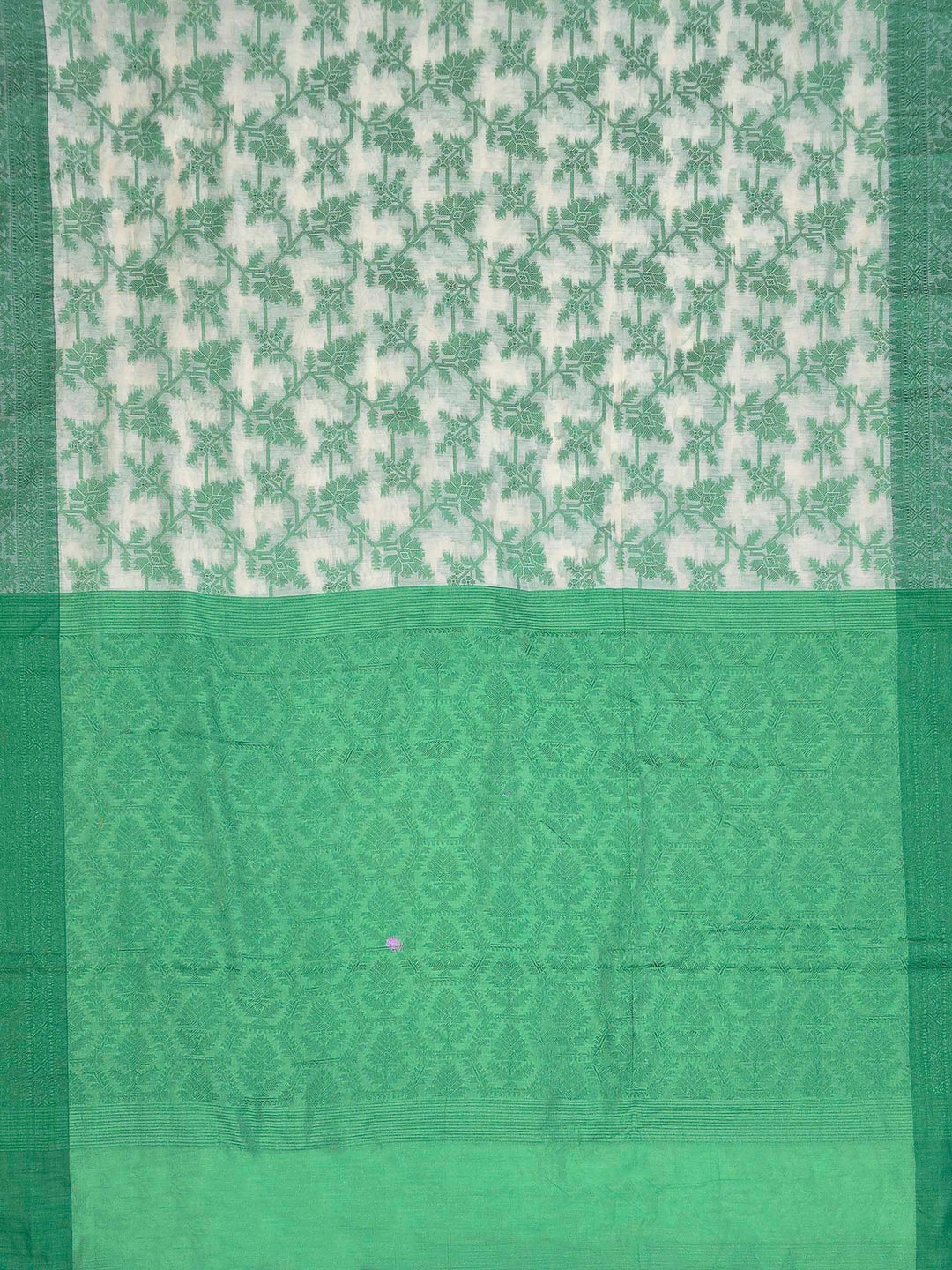 Green Woven Design Cotton Blend Saree