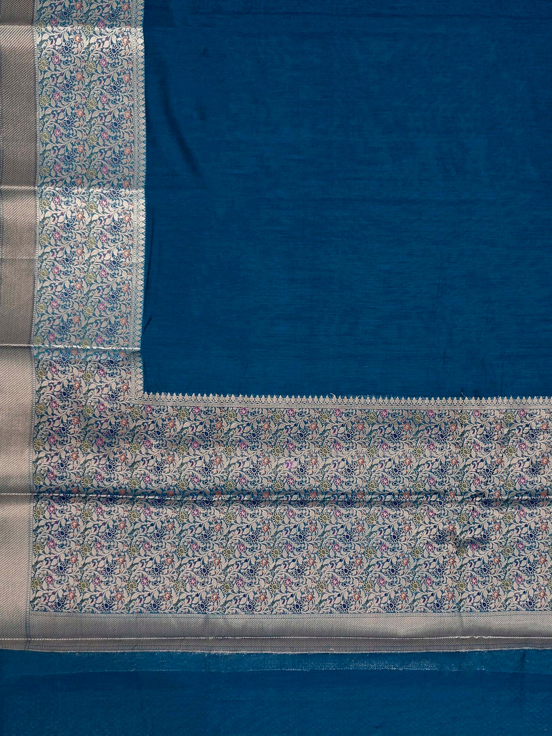 Peacock-Blue Woven Design Cotton Saree