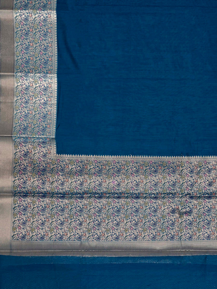 Peacock-Blue Woven Design Cotton Saree