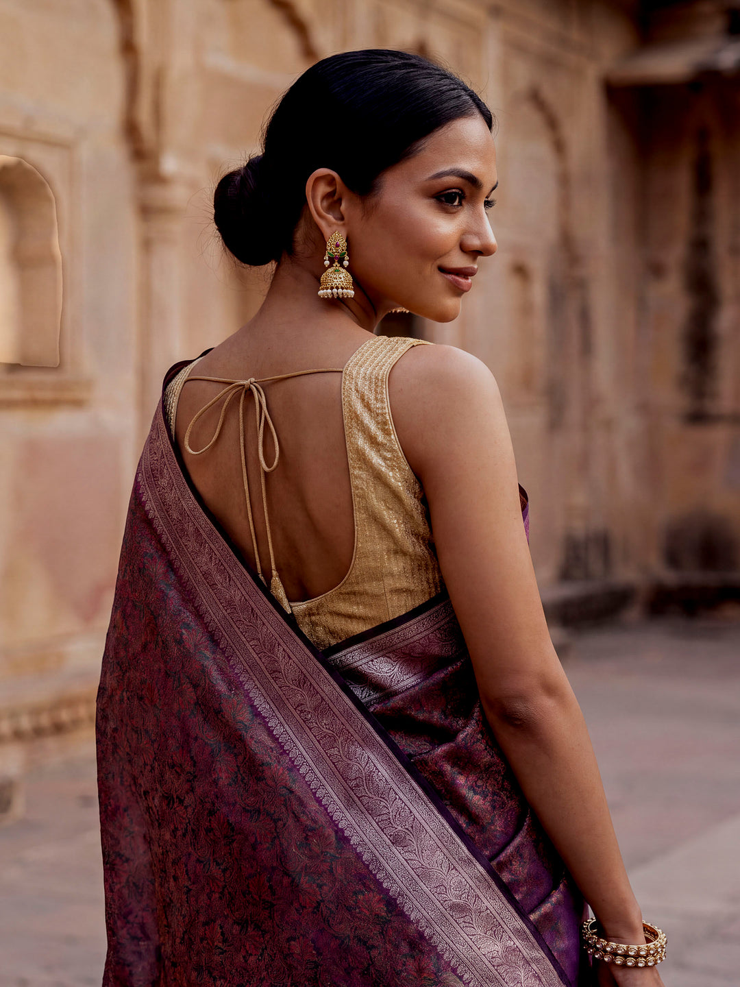 Megenta Woven Design Art Katan Saree